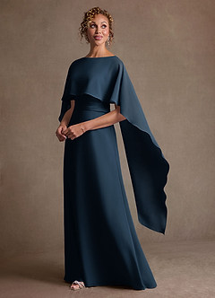 Azazie Marilla Mother of the Bride Dresses Dark Navy A-Line Pleated Chiffon Dress image5
