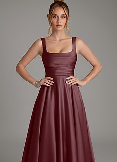 Azazie Azaria Robes de demoiselle d'honneur Robe Trapèze en Satin extensible Corset Sangria image6