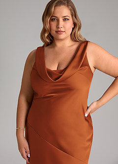 Azazie Rylina Bridesmaid Dresses Cinnamon Mermaid Stretch Satin Dress image11