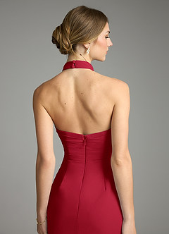 Azazie Jemma Vestidos de damas de honor Vestido de Escarlata de Gasa de Corte Recto con Plisado image6