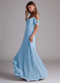 Azazie Marley Vestidos de damas de honor Vestido de Azul Pálido de Gasa de Corte en A Convertible con Vestidos sin tirantes image3