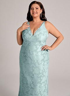 Azazie Tianna Brudtärnklänningar Klä av Tubklänning i Blommig Utbrändhet Spets Dimma image12