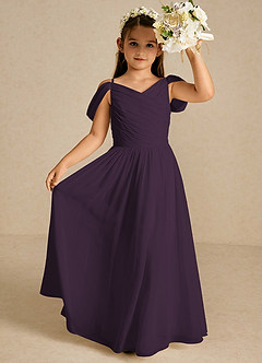 Azazie Chelle Flower Girl Dresses Plum A-Line Pleated Chiffon Dress image1