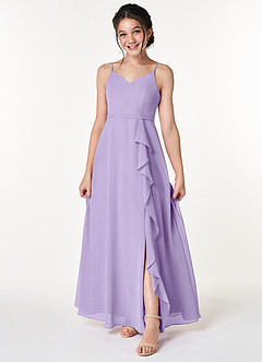 Azazie Naeem Junior Lilac A-Line Ruched Chiffon Dress image1