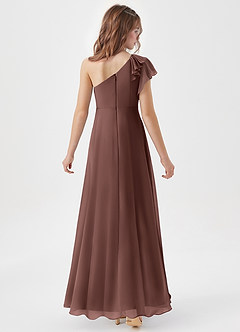 Azazie Arabella Junior Abito A-Line in Chiffon Increspato Espresso image6