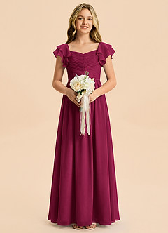 Azazie Anaya Junior Burgundy A-Line Sweetheart Neckline Chiffon Dress image1