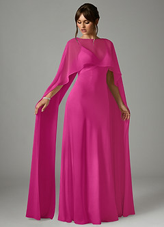 Azazie Stefania Vestidos de madrinha de casamento Vestido Fúcsia de Cetim elástico de Linha A image3