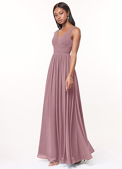 Azazie Keyla Bridesmaid Dresses Dusty Rose A-Line V-Neck Pleated Chiffon Dress image3