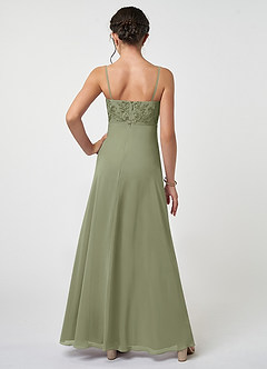 Azazie Sonya Junior Pistachio A-Line Lace Chiffon Dress image2