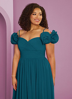 Barbie ♥ Azazie Bridesmaid Dresses Ink Blue A-Line Off the Shoulder Chiffon Convertible Dress image18