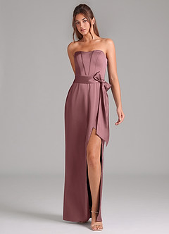 Azazie Jamie Bridesmaid Dresses Vintage Mauve A-Line Strapless Stretch Satin Convertible Dress image3