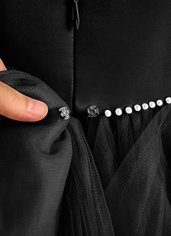 Azazie Tinie Blumenmädchenkleider Ballkleid Schleifen Tüll Kleid Schwarz image8