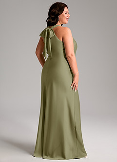 Azazie Doretta Bridesmaid Dresses Pistachio Mermaid Pleated Stretch Satin Dress image7