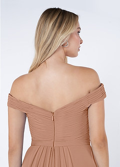Azazie Audrianna Bridesmaid Dresses Champagne Rose A-Line Off-The-Shoulder Gathered Chiffon Convertible Dress image6