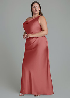 Azazie Emerson Robes à essayer chez vous Robe Sirène en Satin extensible Épaules dénudées émeraude image10