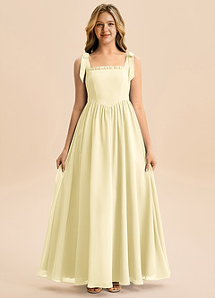 Azazie Delia Junior Abito A-Line in Chiffon Fiocco Sorbetto Al Limone image5