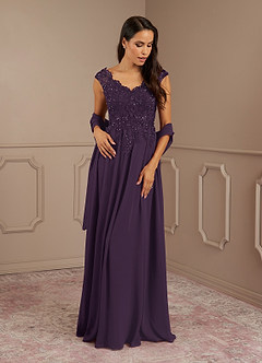 Azazie Amethyst Plum A-Line V-Neck Sequins Chiffon Dress | Azazie Azazie Amethyst Plum A-Line V-Neck Sequins Chiffon Dress | Azazie
