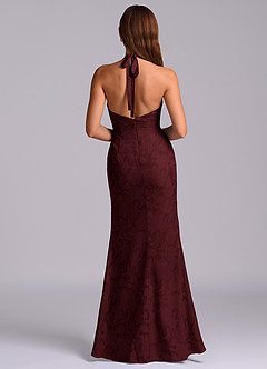 Azazie Valerie Jurken voor bruidsmeisjes Jurk van Bloemen Burn-out met Zeemeermin Geplooid Cabernet image7