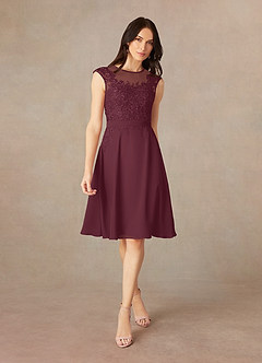Azazie Klaus Mother of the Bride Dresses Cabernet A-Line Scoop Sequins Chiffon Dress image3