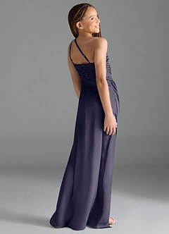 Azazie Eren Junior Stormy Sheath Pleated Stretch Satin Dress image5