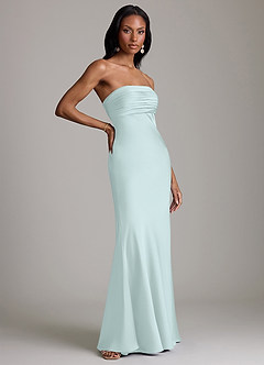 Azazie Saylor Brudtärnklänningar Klä av Sjöjungfru i Stretch Satin Axelbandslös Havsglas image4