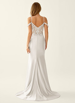 Roxane White Lace Corset Lace Up Back Mermaid High Slit Prom Dress image2