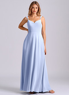 Azazie Beatrice 신부 들러리 드레스 A라인 스윗하트 네크라인 쉬폰 바닥 길이 드레스 image3