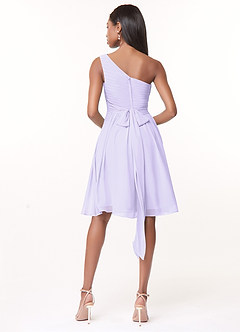 Azazie Katrina Bridesmaid Dresses Lilac A-Line One Shoulder Chiffon Dress image2
