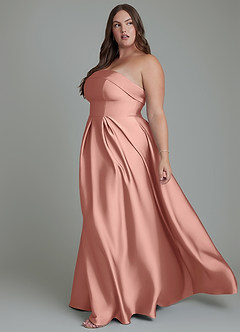 Azazie Lucienne Vestidos de damas de honor Vestido Rosetón de Satén Elástico de Línea A Convertible con Palabra de honor image12