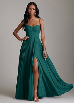 Azazie Akiko Bridesmaid Dresses Peacock A-Line Sweetheart Neckline Chiffon Dress image3