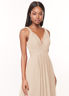 Azazie Maren Bridesmaid Dresses White Alabaster A-Line Pleated Chiffon Dress image6