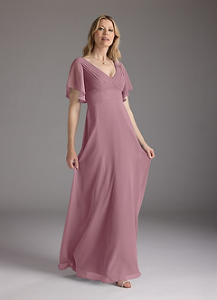 Azazie Alessa Mother of the Bride Dresses Vintage Mauve A-Line V-Neck Pleated Chiffon Dress image4