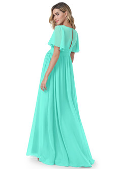 Azazie Verna Maternity Bridesmaid Dresses A-Line V-Neck Ruched Chiffon Floor-Length Dress image14