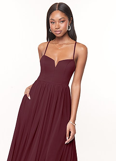 Azazie Marsol At-home Try On Dresses Cabernet A-Line Corset Mesh Dress image5