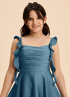 Azazie Kira Junior Bermuda A-Line Ruched Stretch Satin Dress image8