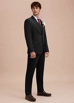 front Ethan Negro Traje de tres piezas de tejido refinado