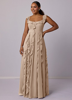 Barbie ♥ Azazie Bridesmaid Dresses Taupe A-Line with Pockets Chiffon Dress image9