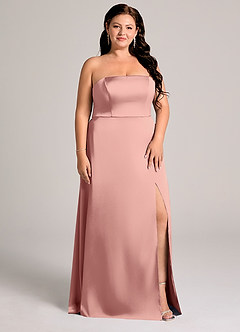 Azazie Wren Bridesmaid Dresses Rosette A-Line Strapless Stretch Satin Convertible Dress image9