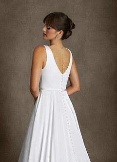 Azazie Cassandra Hochzeitskleider A-Linie mit Taschen Stretch-Satin Kleid Diamantweiß image7