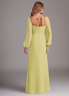 Azazie Charissa Jurken voor bruidsmeisjes Jurk van Chiffon met Kolom Lange mouw Citroensorbet image6