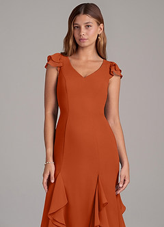 Azazie Nessa Bridesmaid Dresses Burnt Orange A-Line Chiffon Dress image7