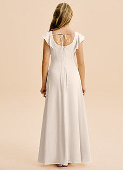 Azazie Bondi Junior White Alabaster A-Line Side Slit Stretch Satin Dress image2