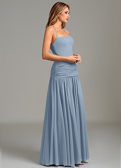 Azazie Vashti Bridesmaid Dresses Dusty Blue A-Line Chiffon Dress image3