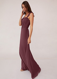 Barbie ♥ Azazie Bridesmaid Dresses Sangria A-Line Sweetheart Neckline Chiffon Dress image4