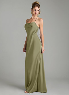 Azazie Mae Brautjungfernkleider Meerjungfrau-Linie Plissee Stretch-Satin Kleid Pistazie image4