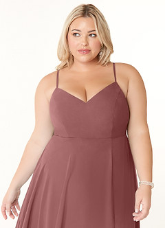 Azazie Clarissa Bridesmaid Dresses Desert Rose A-Line V-Neck Chiffon Dress image11