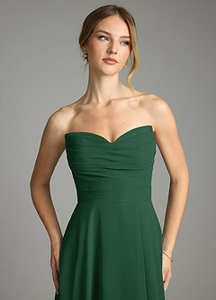 Azazie Ayla Abiti da Damigella Abito A-Line in Chiffon Scollo a Cuore Verde Scuro image4