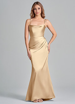 Azazie Olea 신부 들러리 드레스 인어 스트랩리스 스트레치 새틴 바닥 길이 드레스 image6