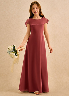 Azazie Kittie Girls Formal Flower Girl Dresses Terracotta A-Line Chiffon Dress image1