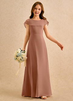 Azazie Kittie Girls Formal Flower Girl Klänningar Klä A-Line i Chiffong image6